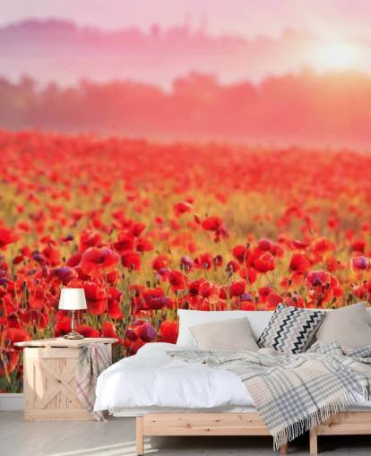 papier peint floral rouge appelé Red Poppy Sunrise pour les salons et les chambres papier peint floral rouge appelé Red Poppy Sunrise pour les salons et les chambres