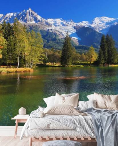 blå och grön anpassningsbar sjö tapet kallad Snow Capped Mountains för sovrum eller kontor blå och grön anpassningsbar sjö tapet kallad Snow Capped Mountains för sovrum eller kontor