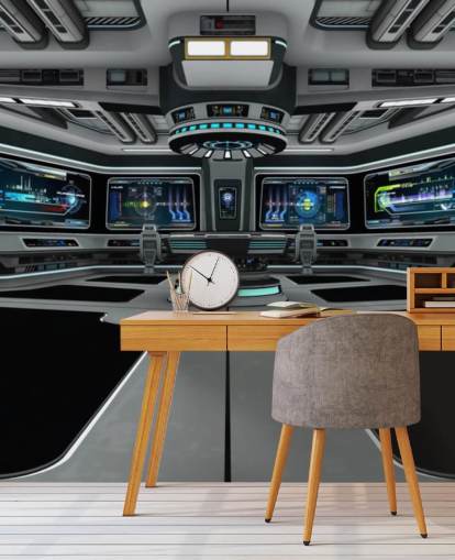 mural plateado de papel pintado personalizado de naves espaciales en 3D llamado Spaceship Deck para dormitorios de niños y adolescentes mural plateado de papel pintado personalizado de naves espaciales en 3D llamado Spaceship Deck para dormitorios de niños y adolescentes