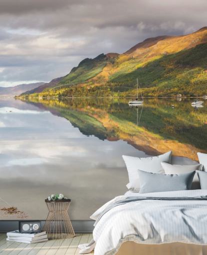 Papel de Parede Lago com Barcos Papel de Parede Lago com Barcos