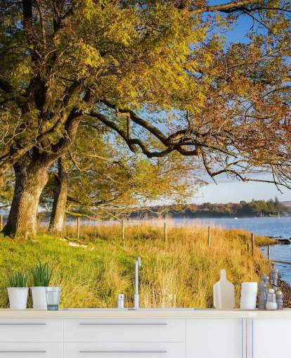 Behang met meer en bomen Behang met meer en bomen