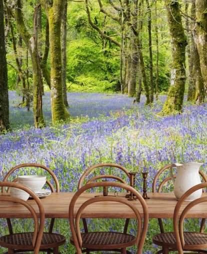 blue and green custom forest wallpaper mural called Into the Blue by Phil McMenemy for living rooms blue and green custom forest wallpaper mural called Into the Blue by Phil McMenemy for living rooms