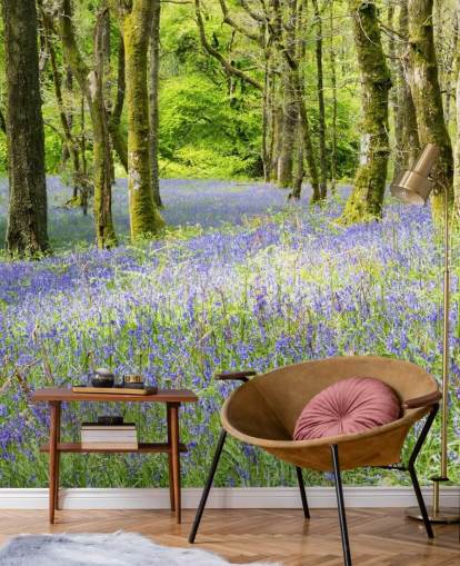 blue and green custom forest wallpaper mural called Into the Blue by Phil McMenemy for living rooms blue and green custom forest wallpaper mural called Into the Blue by Phil McMenemy for living rooms