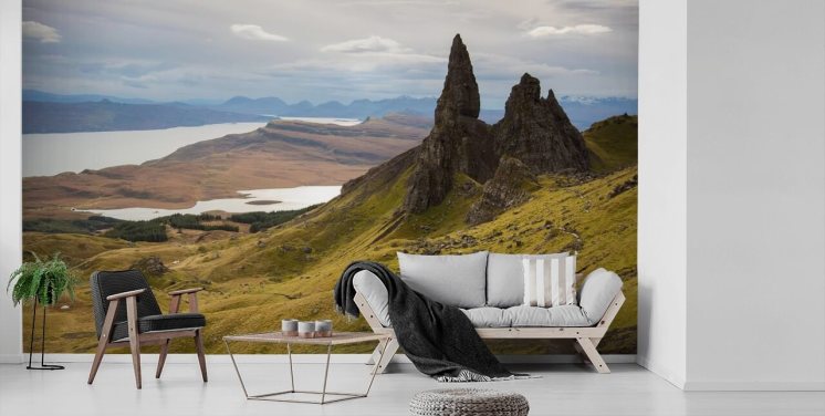 Gamle Mand af Storr Landskab Skotland Baggrund