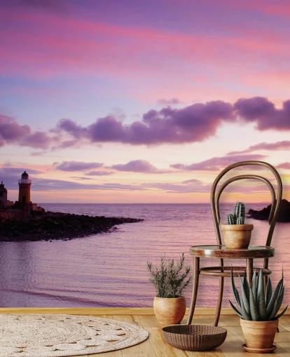 Decorazione murale con tramonto sulla costa rosa Decorazione murale con tramonto sulla costa rosa