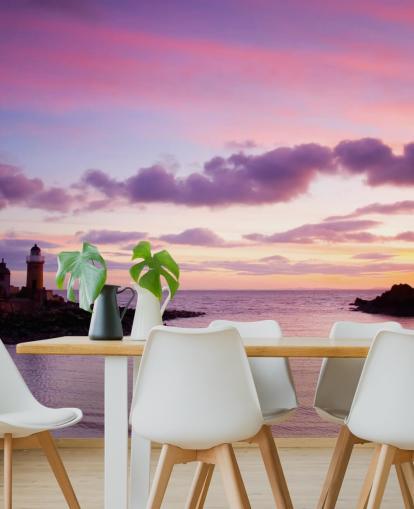 Pink Sunset at Coast Wall Mural Pink Sunset at Coast Wall Mural