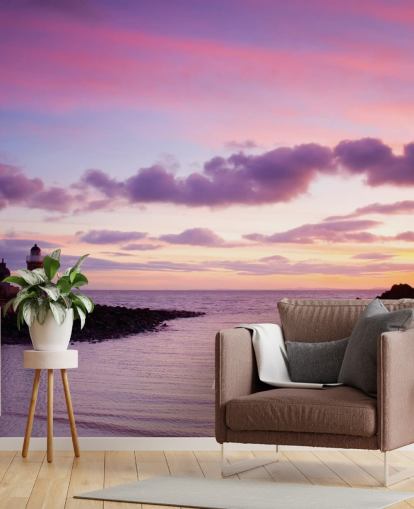 Pink Sunset at Coast Wall Mural Pink Sunset at Coast Wall Mural