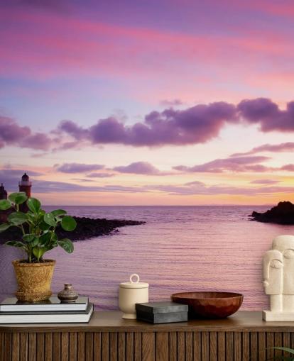 Pink Sunset at Coast Wall Mural Pink Sunset at Coast Wall Mural