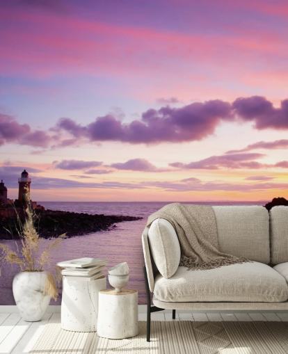Pink Sunset at Coast Wall Mural Pink Sunset at Coast Wall Mural