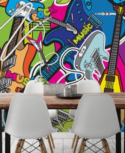 värikäs graffiti-taustakuvamaalaus nimeltä Värikäs musiikki kouluihin ja lasten makuuhuoneisiin värikäs graffiti-taustakuvamaalaus nimeltä Värikäs musiikki kouluihin ja lasten makuuhuoneisiin