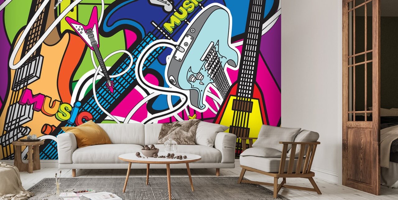 Wholesale Music Fashion Bar peel and stick wall mural KTV Guitar Stone 3d  brick wallpaper From m.alibaba.com