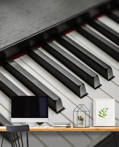 mural de papel de parede de teclas de piano em preto e branco chamado Piano Keys para escolas, locais e espaços de ensaio mural de papel de parede de teclas de piano em preto e branco chamado Piano Keys para escolas, locais e espaços de ensaio