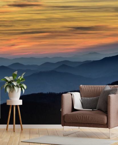 sunset mountain wallpaper mural called Layers of the Blue Ridge Mountains for living rooms, home offices and bedrooms sunset mountain wallpaper mural called Layers of the Blue Ridge Mountains for living rooms, home offices and bedrooms