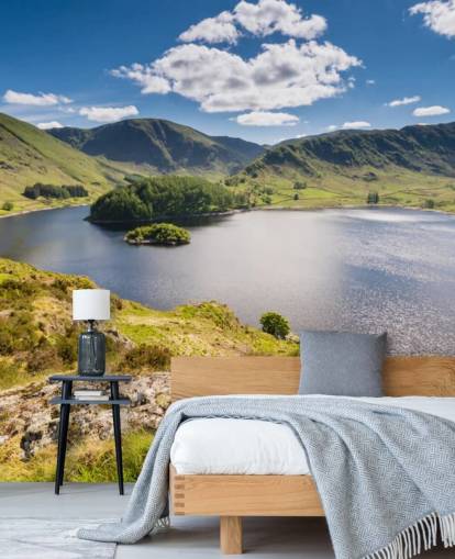 blue and green lake wallpaper mural called Haweswater from Whiteacre Crag for bedrooms, living rooms and home offices blue and green lake wallpaper mural called Haweswater from Whiteacre Crag for bedrooms, living rooms and home offices