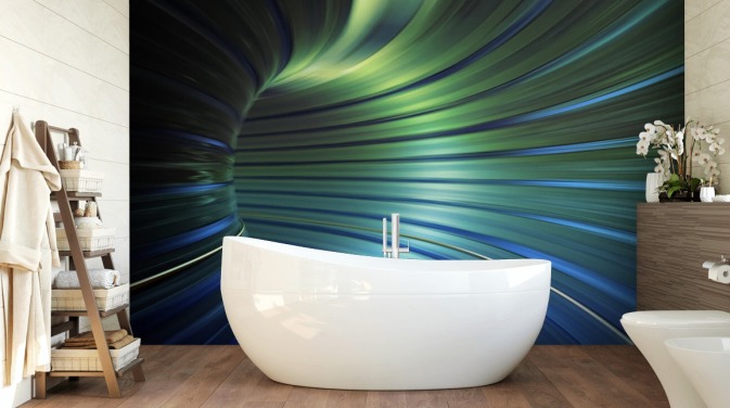 Blauw 3D-tunnelbehang