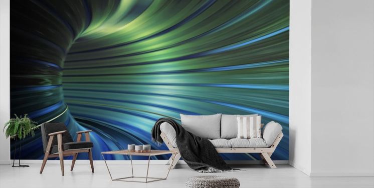 Blue 3D tunnel wallpaper