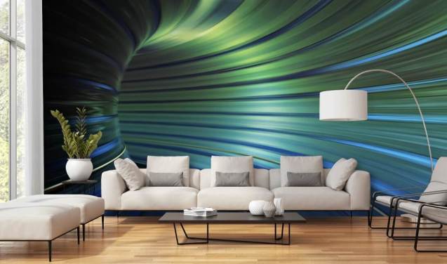 Blue 3D tunnel wallpaper
