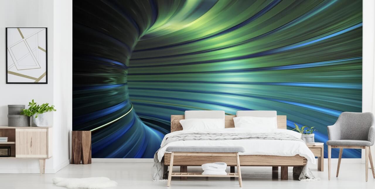 Blue 3D tunnel wallpaper