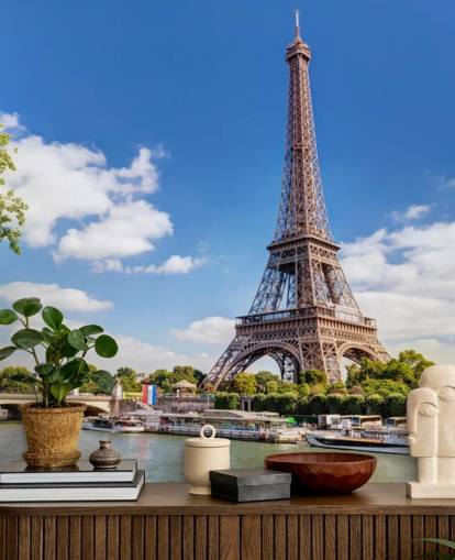 Eiffeltårnet & River Seine Baggrund Eiffeltårnet & River Seine Baggrund