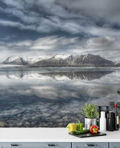 Frosty Lake på Island Bakgrunn Frosty Lake på Island Bakgrunn