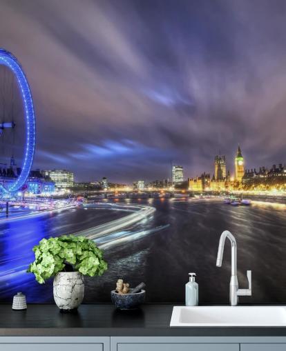 Lysstier opp Thames London veggmaleri Lysstier opp Thames London veggmaleri