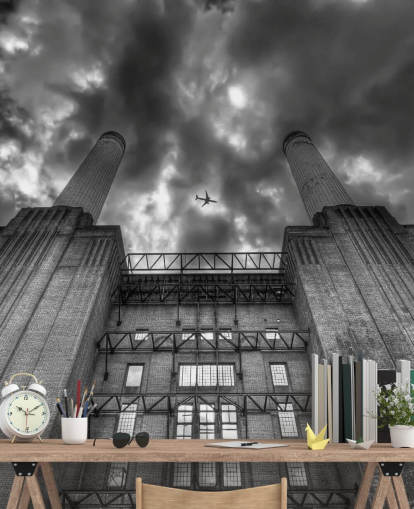 black and white photo of battersea wall mural black and white photo of battersea wall mural