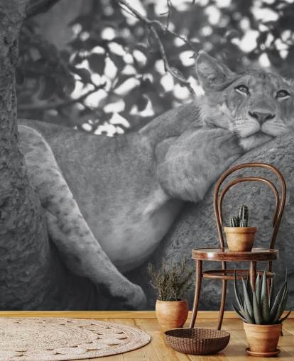 Lion Resting on a Branch Mural Lion Resting on a Branch Mural