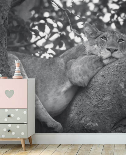 Lion Resting on a Branch Mural Lion Resting on a Branch Mural