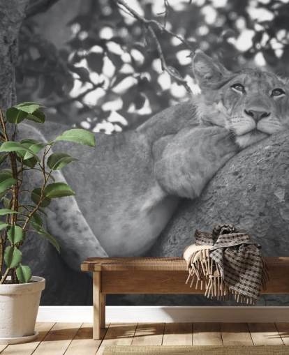 Lion Resting on a Branch Mural Lion Resting on a Branch Mural