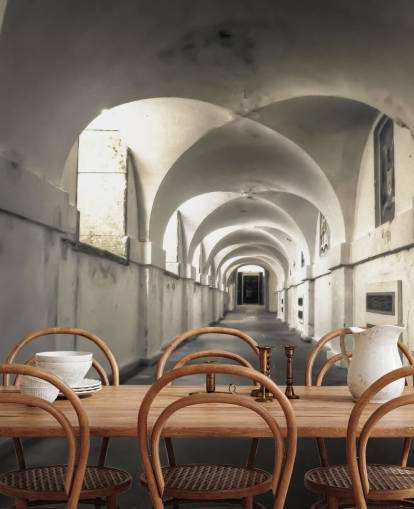 white building long coridoor wall mural white building long coridoor wall mural