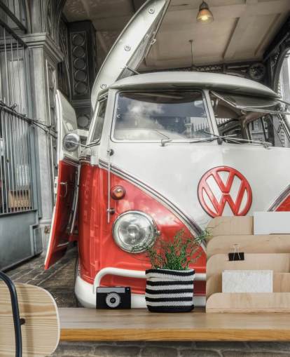Papier peint VW Caravan Rouge Papier peint VW Caravan Rouge