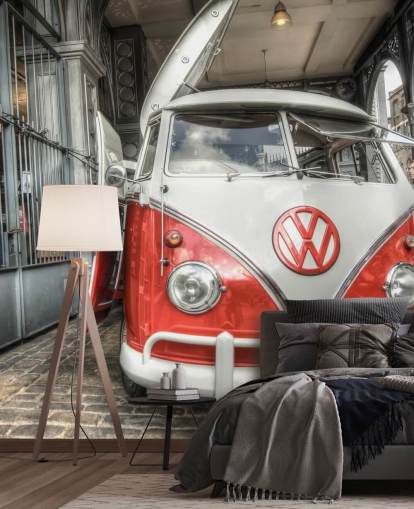 Punainen VW Caravan Taustakuva Punainen VW Caravan Taustakuva