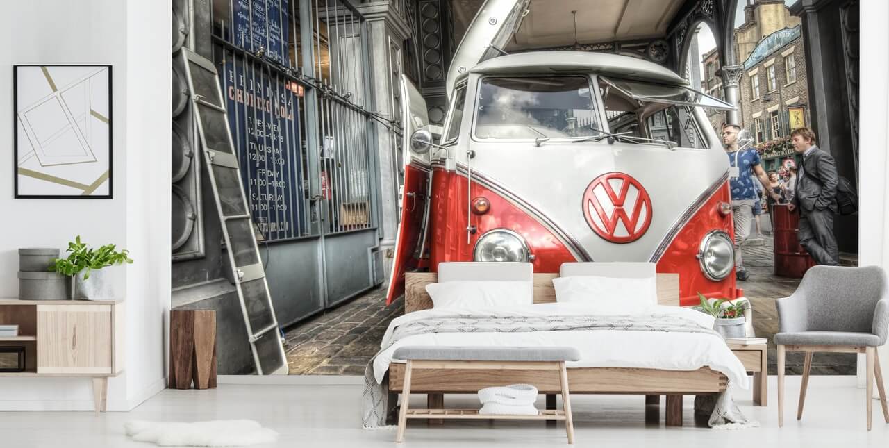 Röd VW Caravan Bakgrund