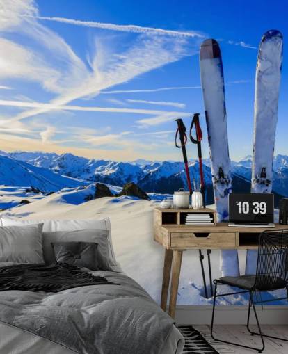 Fond d'écran Ciels et bâtons de ski dans la neige Fond d'écran Ciels et bâtons de ski dans la neige