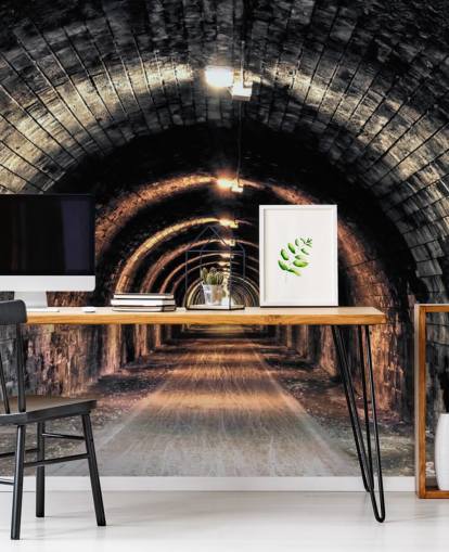 mural de papel de parede de túnel personalizado escuro chamado Light at the End of the Tunnel mural de papel de parede de túnel personalizado escuro chamado Light at the End of the Tunnel