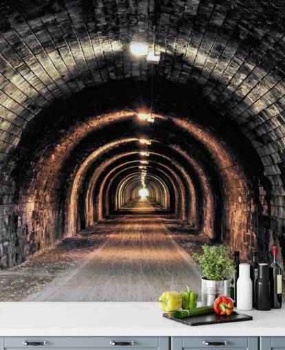 carta da parati murale con tunnel personalizzato scuro chiamato Light at the End of the Tunnel carta da parati murale con tunnel personalizzato scuro chiamato Light at the End of the Tunnel