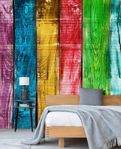 Rainbow Coloured Wood Panels Wallpaper Rainbow Coloured Wood Panels Wallpaper