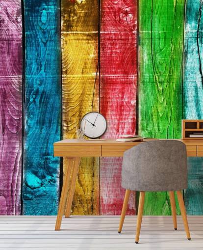 Rainbow Coloured Wood Panels Wallpaper Rainbow Coloured Wood Panels Wallpaper