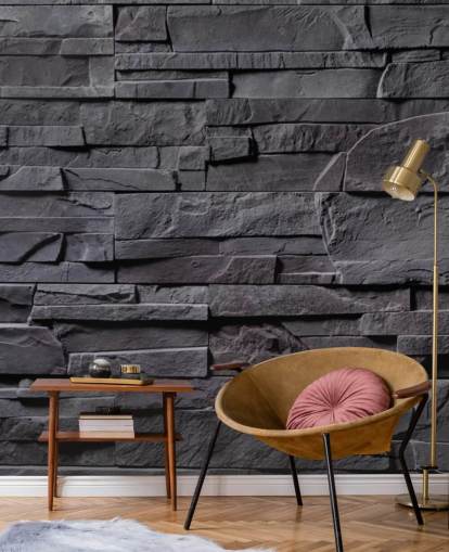 grey brick wallpaper mural called Stone Wall - Charcoal Grey for bedrooms, kitchens and bathrooms grey brick wallpaper mural called Stone Wall - Charcoal Grey for bedrooms, kitchens and bathrooms