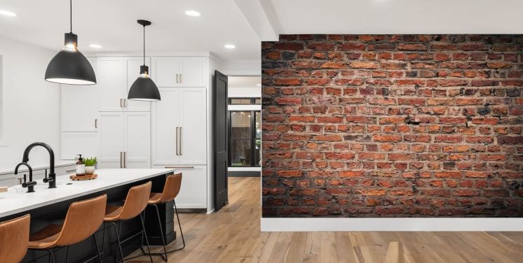 rød tilpassbar murstein tapet veggmaleri kalt Brick Wall for soverom