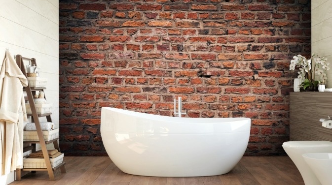 punainen muokattava tiilitapetti seinämaalaus nimeltä Brick Wall makuuhuoneisiin