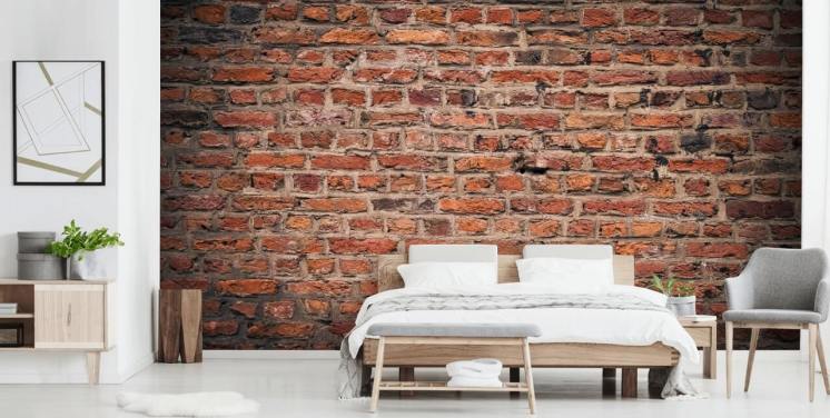 red customizable brick wallpaper mural called Brick Wall for bedrooms