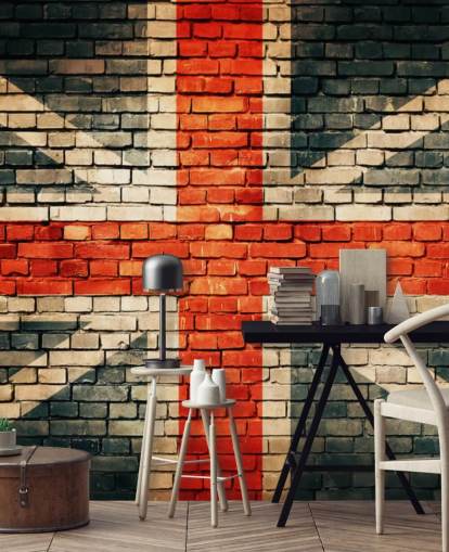 mural de papel de parede com bandeira personalizável union jack chamado Union Jack on Old Brick para quartos mural de papel de parede com bandeira personalizável union jack chamado Union Jack on Old Brick para quartos