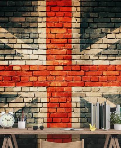 mural de papel pintado personalizable con la bandera de la Union Jack llamado Union Jack on Old Brick para dormitorios mural de papel pintado personalizable con la bandera de la Union Jack llamado Union Jack on Old Brick para dormitorios