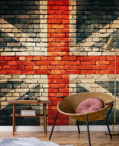 mural de papel pintado personalizable con la bandera de la Union Jack llamado Union Jack on Old Brick para dormitorios mural de papel pintado personalizable con la bandera de la Union Jack llamado Union Jack on Old Brick para dormitorios
