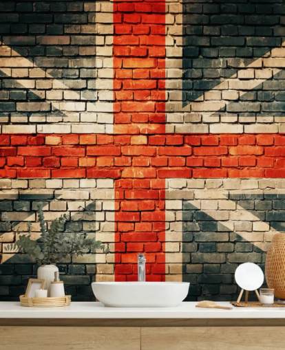 union jack tilpassbart flaggtapet veggmaleri kalt Union Jack on Old Brick for soverom union jack tilpassbart flaggtapet veggmaleri kalt Union Jack on Old Brick for soverom