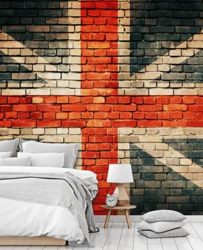 mural de papel de parede com bandeira personalizável union jack chamado Union Jack on Old Brick para quartos mural de papel de parede com bandeira personalizável union jack chamado Union Jack on Old Brick para quartos