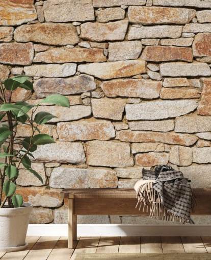 mural de papel de parede de pedra marrom clara chamado Natural Stone para salas de estar e adegas mural de papel de parede de pedra marrom clara chamado Natural Stone para salas de estar e adegas
