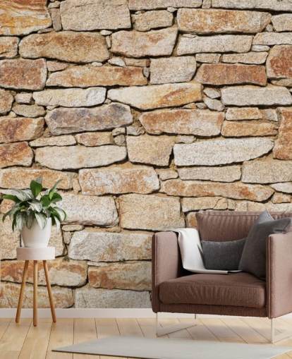 mural de papel de parede de pedra marrom clara chamado Natural Stone para salas de estar e adegas mural de papel de parede de pedra marrom clara chamado Natural Stone para salas de estar e adegas