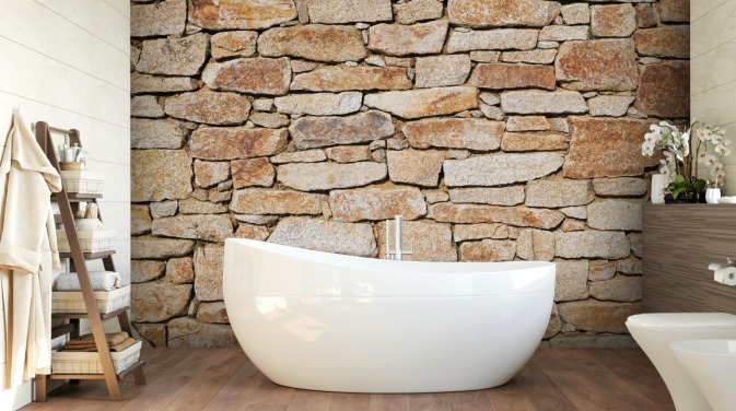 lysebrun sten tapet vægmaleri kaldet Natural Stone til stuer og kældre